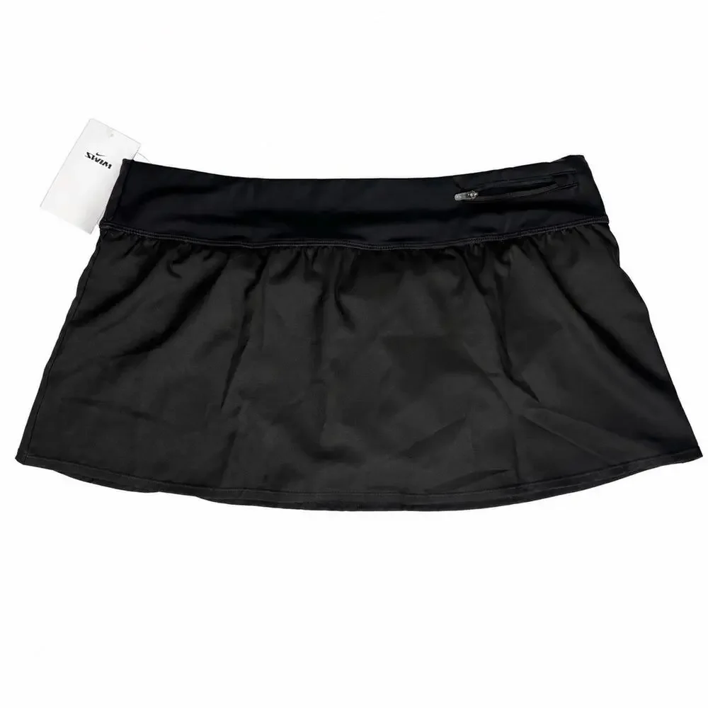 Nike Women’s Swim Skort Black Size L Athletic Swim Skirt Built-In Brief NWT